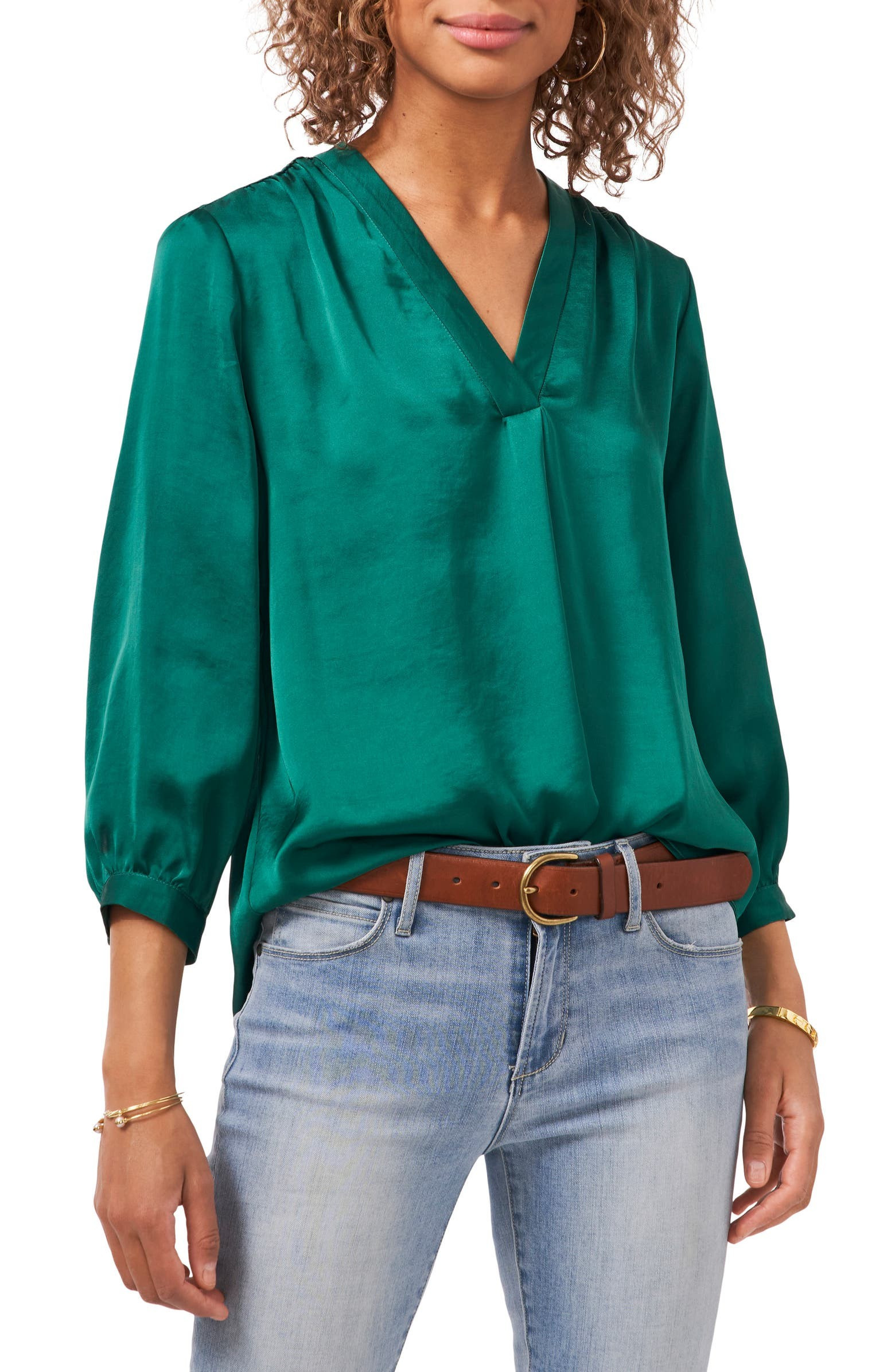 V-Neck Satin Blouse | Nordstrom