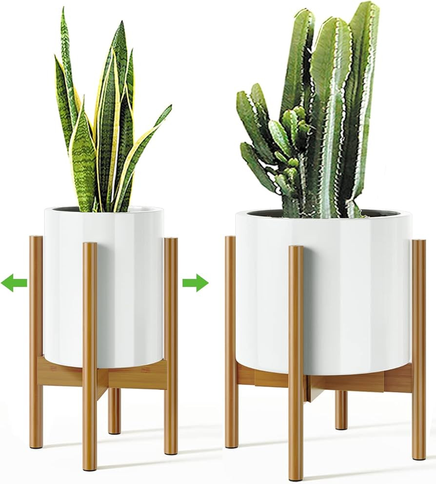 MUDEELA Adjustable Plant Stand Indoor, Bamboo Plant Stand 8 to 12 Inches, Single Floor Plant Stan... | Amazon (US)