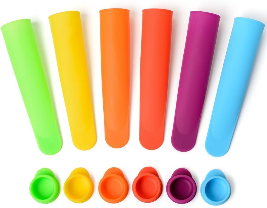 Silicone Popsicle Molds / Ice Pop Maker - Multi Color, Set of 6 with Lids - (Bright ) .. By Sunse... | Amazon (US)