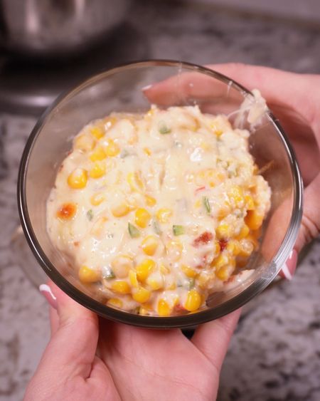 Corn Dip 🌽 
2 cans Mexi Corn
1 cup Mayo
1 cup Parmesan 
8oz block Pepperjack (shredded)
2 diced Jalapeno Peppers
4 slices Chicken Bacon (or regular bacon)

Combine mexi corn, mayo, parmesan, 3-4 oz of pepper jack, and 2 diced jalapeños in dish.

Stir until combined. Top with remaining 4 oz of Pepperjack. 

Cook in oven on 350 for 20 minutes. Remove from oven and top with chopped bacon. Cook an additional 10 minutes at 350. Serve with chips of your choice! 

#ltkrecipe #cooking 

#LTKhome #LTKfamily