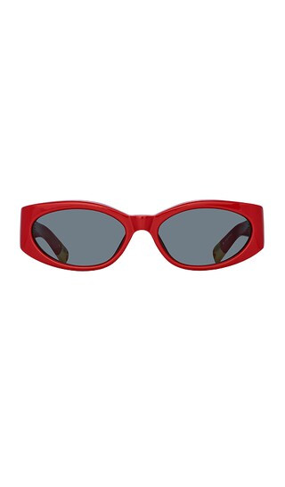 Oval Sunglasses in Ovalo Red, Yellow Gold, & Grey | Revolve Clothing (Global)