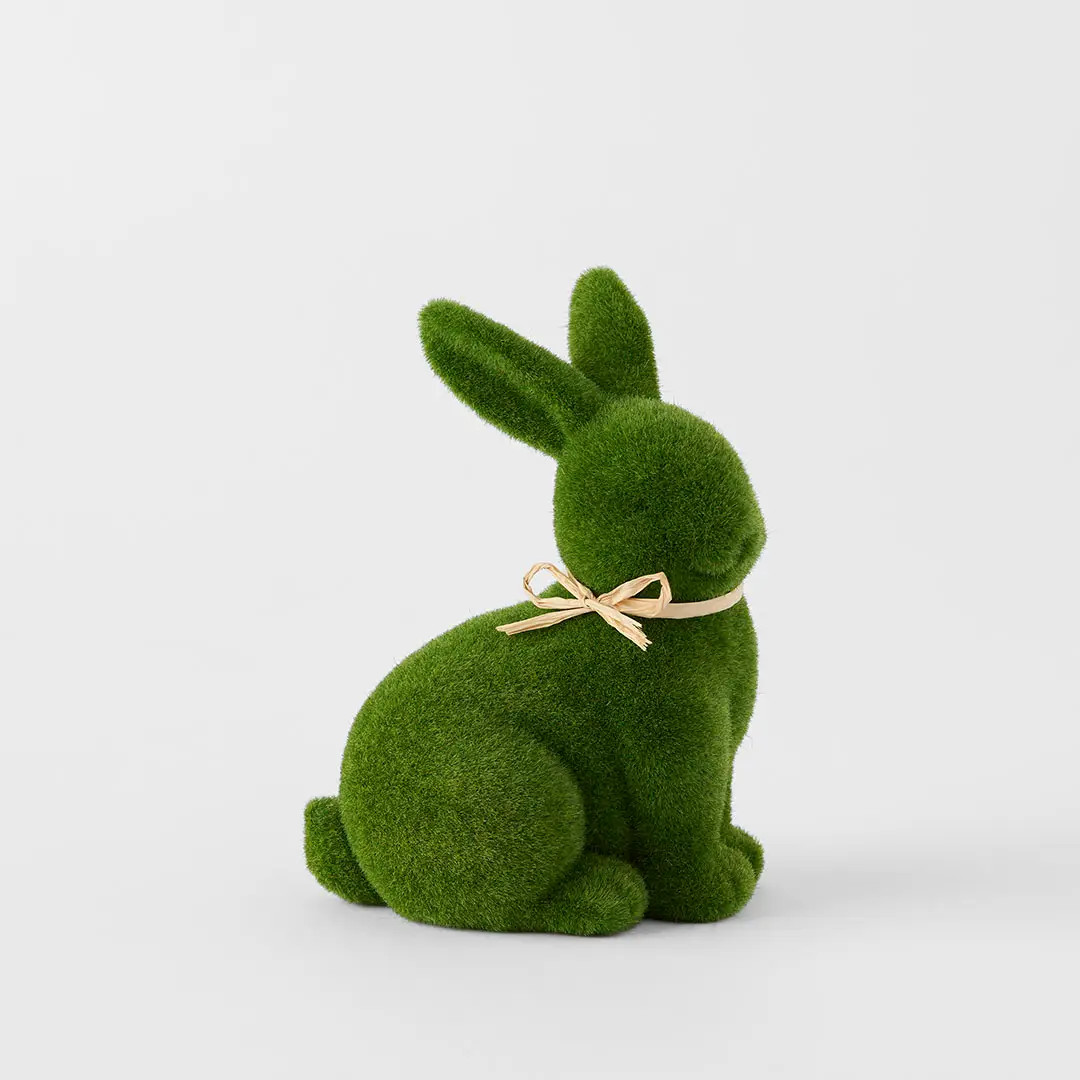 Large Sitting Moss Bunny With Bow | Bed Bath N' Table
