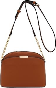 FashionPuzzle Saffiano Small Dome Crossbody bag with Chain Strap | Amazon (US)