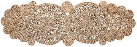 Bloomingville 46" Handwoven Jute Table Lace-Style Pattern Runner, Brown | Amazon (US)