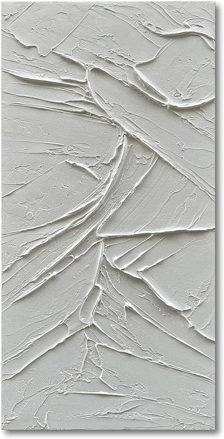 NANKAI Art Hand Painted White Canvas Wall Art 48x24 inch Abstract Modern Oil Painting Contemporar... | Amazon (US)