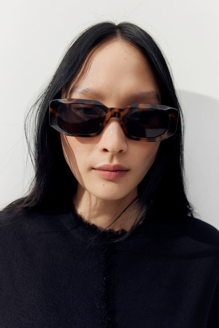 Rectangular Sunglasses - Brown/tortoiseshell-patterned - Ladies | H&M US | H&M (US + CA)