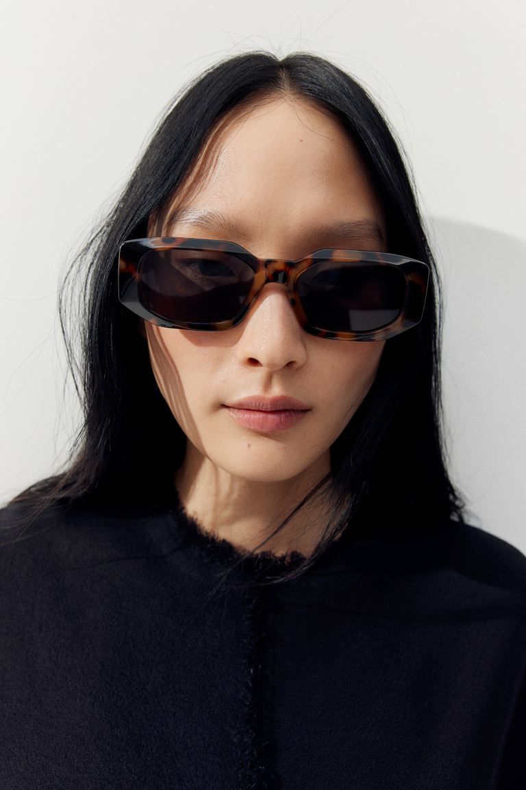 Rectangular Sunglasses - Brown/tortoiseshell-patterned - Ladies | H&M US | H&M (US + CA)