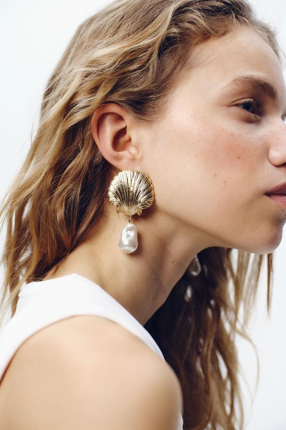 PEARL AND SHELL EARRINGS | Zara US