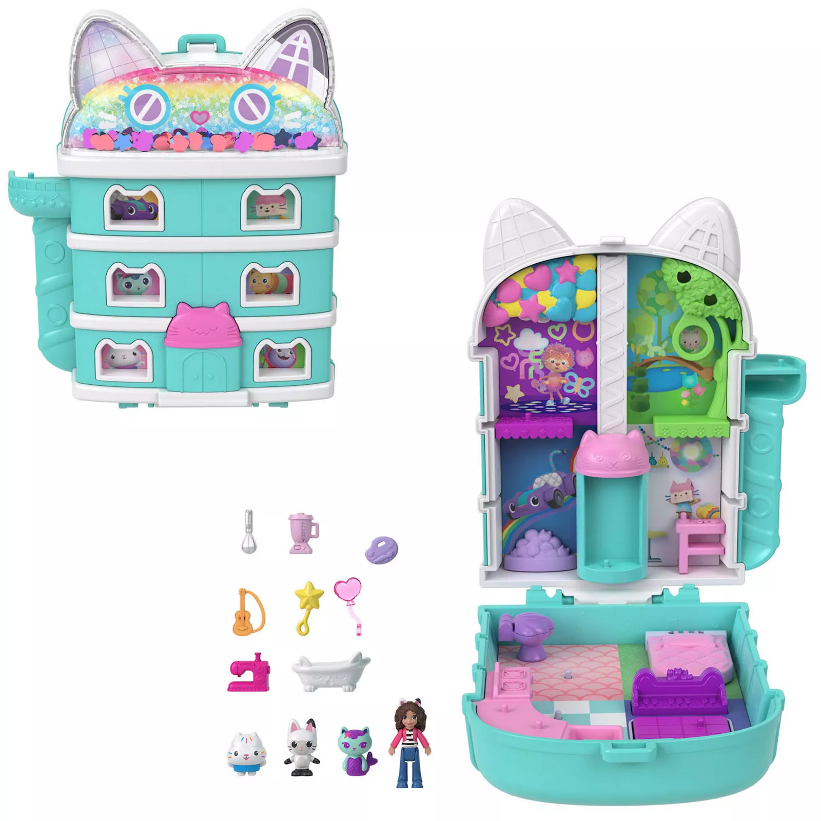 Polly Pocket Gabby's Dollhouse Compact with 9 Accessories and Pet Cat Friends, None | Kohl's