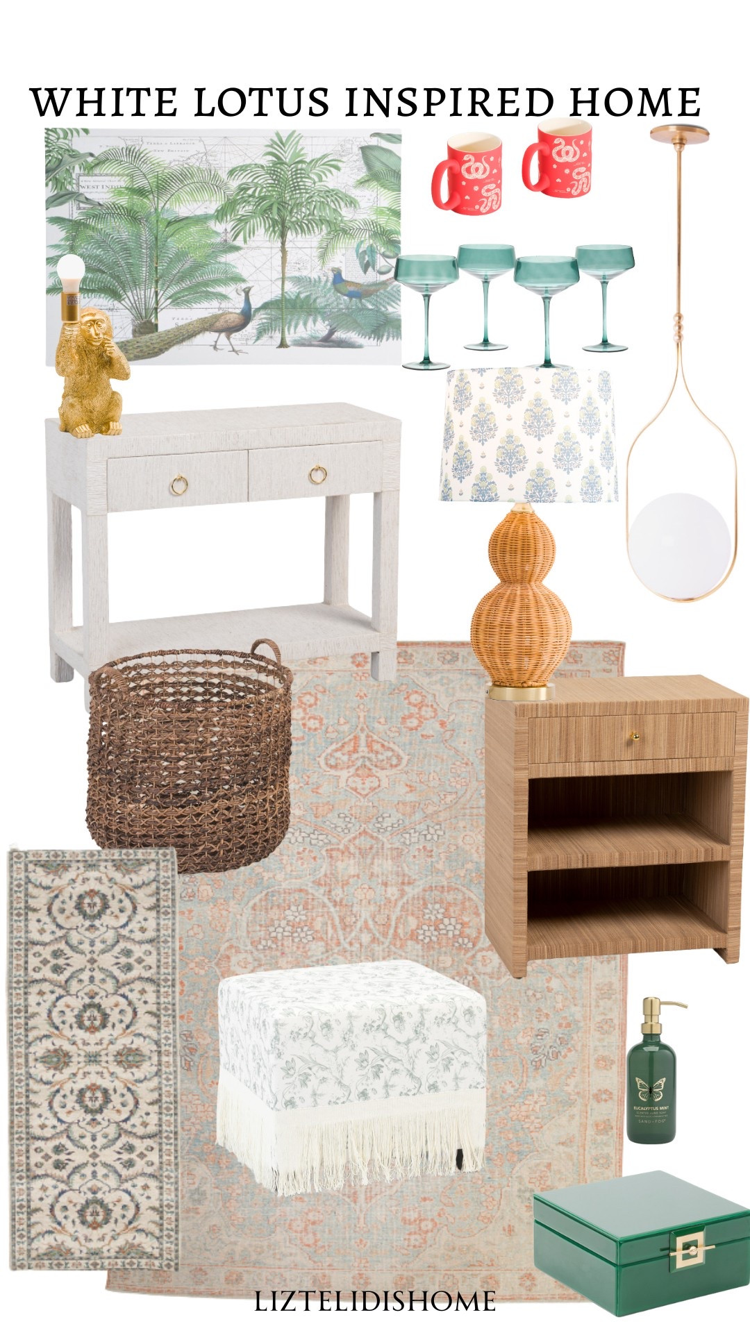 White lotus inspired home furniture and decor. 

#LTKSaleAlert #LTKHome