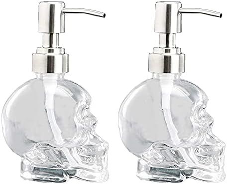 prosfalt 2 Pack Halloween Skull Soap Dispenser,Clear Glass Pump Bottle, with Rust Proof Stainless... | Amazon (US)