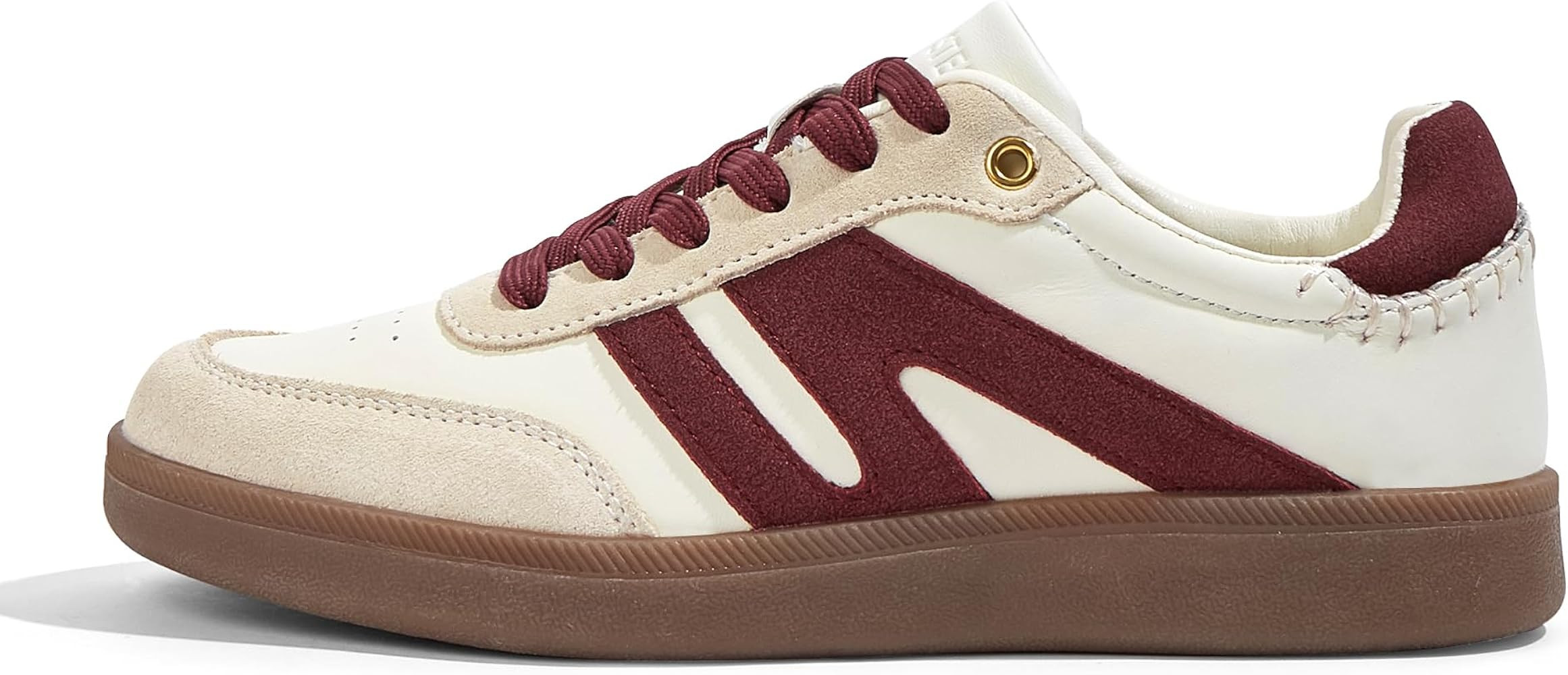 LUCKY STEP Women Classic Retro Gum Sole Fashion Sneakers Casual Tennis Skate Shoe Genuine Leather... | Amazon (US)