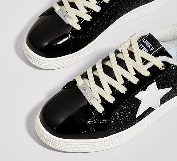 LUCKY STEP Fashion Star Glitter Sneakers | Sparkly Bling Shiny Bedazzled Wedding Bridal Shoes for... | Amazon (US)