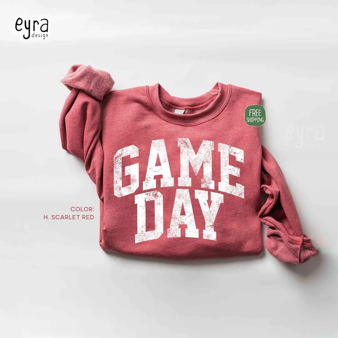 Game Day Sweatshirt, School Spirit Football Sweater, Football Mom Sweatshirt, Vintage Game Day Sw... | Etsy (US)