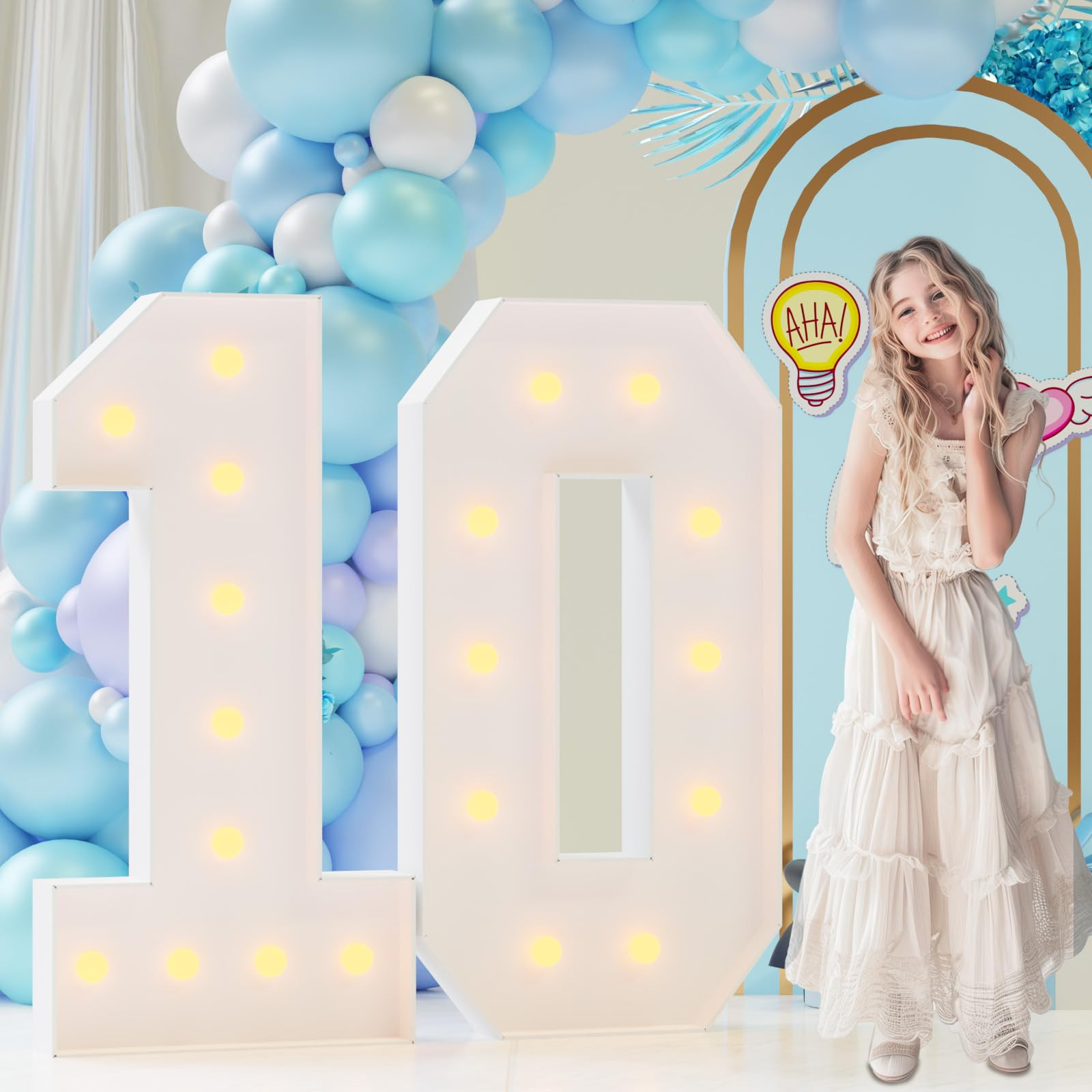 Bugame Light Up Numbers 4FT, Number 10 Light Up Number Marquee Numbers 4 Feet Tall, Mosaic Light ... | Amazon (US)