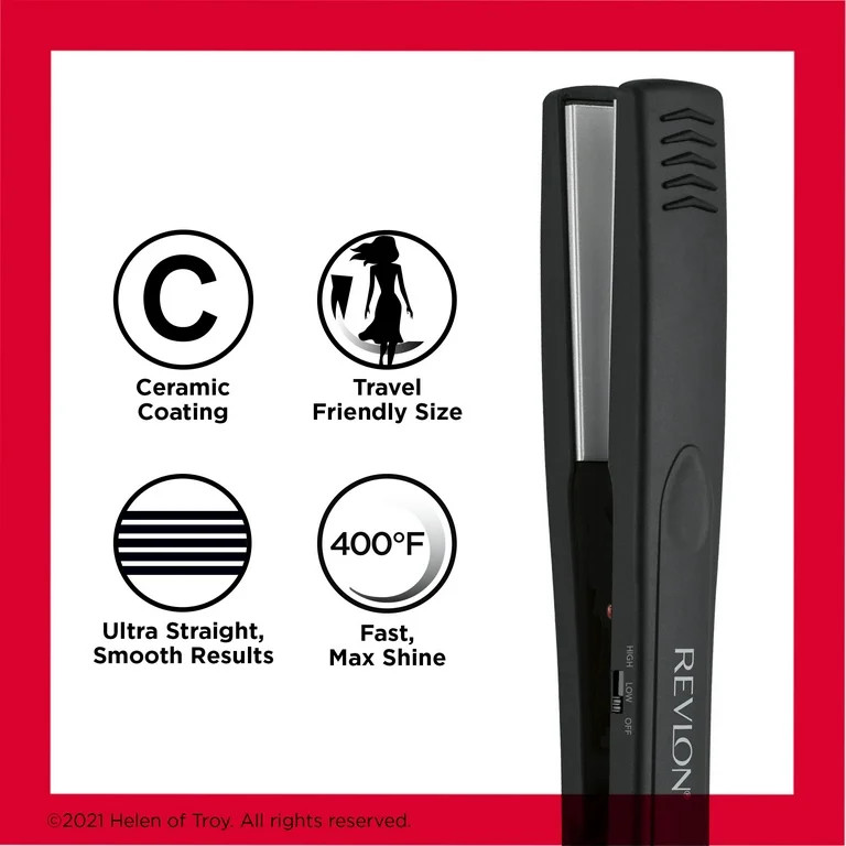 Revlon Essentials Ceramic 1" Flat Iron, Black - Walmart.com | Walmart (US)