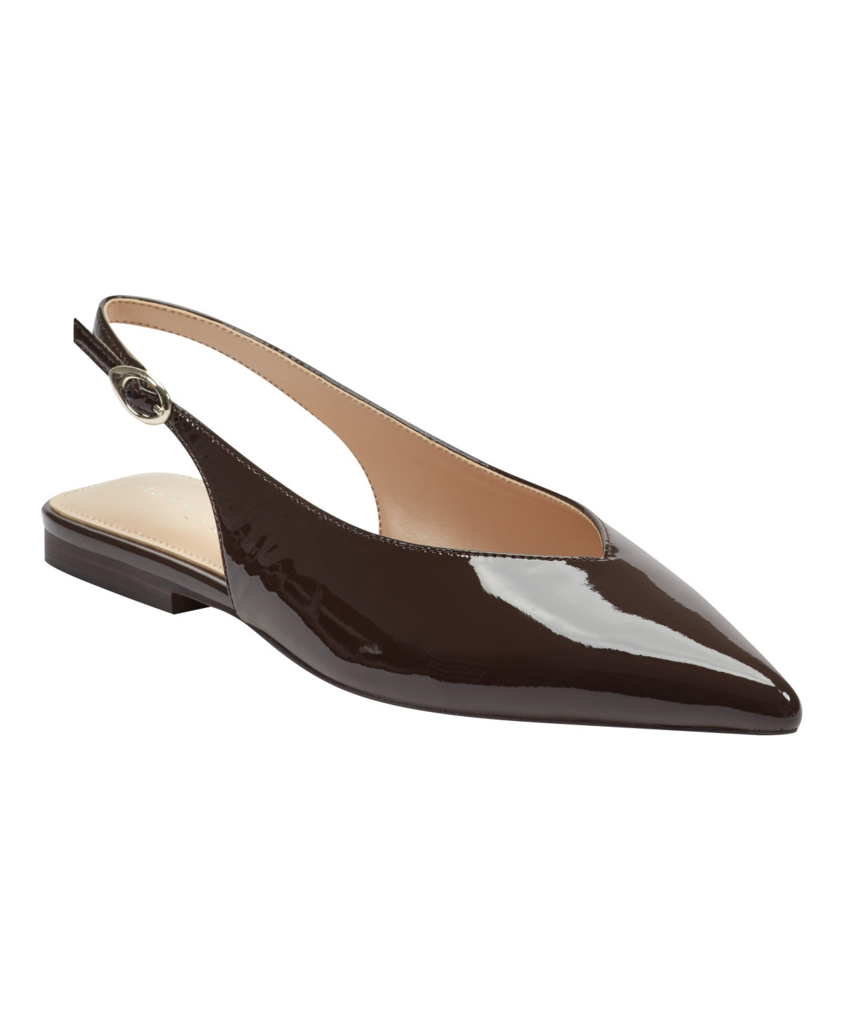 Marc Fisher Ltd Women's Gabra Pointy Toe Slingback Flats - Dark Brown Patent Leather | Macy's