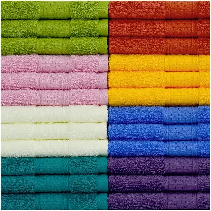 Cleanbear Wash Cloths for Your Body 24-Pack Washcloths Soft Cotton Face Cloths, Large Shower Wash... | Amazon (US)