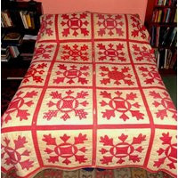 Antique Oak Leaf Quilt, 1870-1880, Turkey Red & Warm White, 92x70"", Applique, Sashing, Needs Some Tlc, Hand Stitched, Flowers, Polka Dots, Prints | Etsy (US)