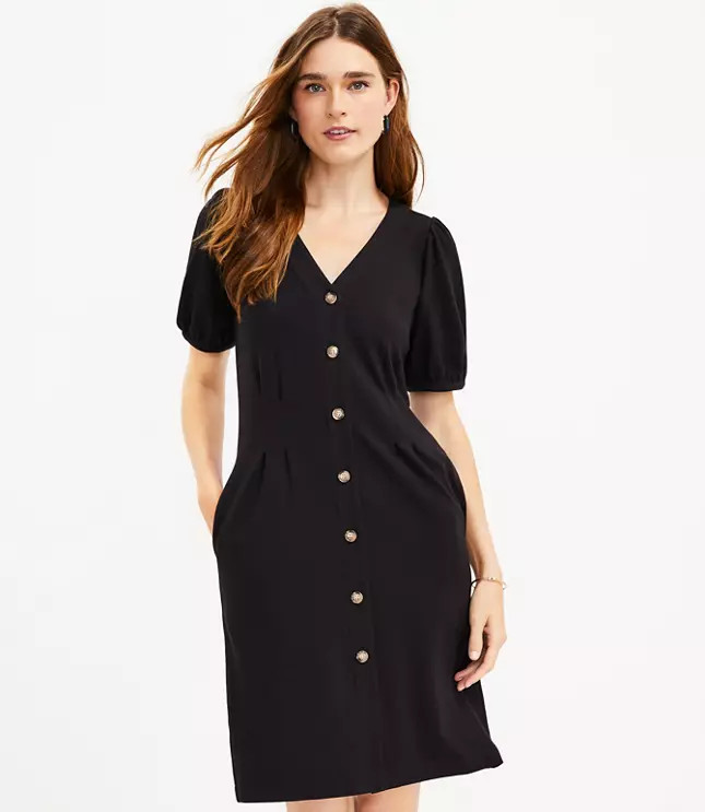 Ponte Puff Sleeve Pocket Dress | LOFT