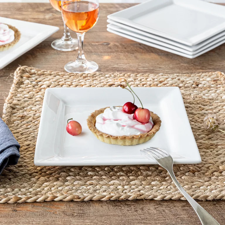 Better Homes & Gardens Square Salad Plates, White, Set of 6 | Walmart (US)