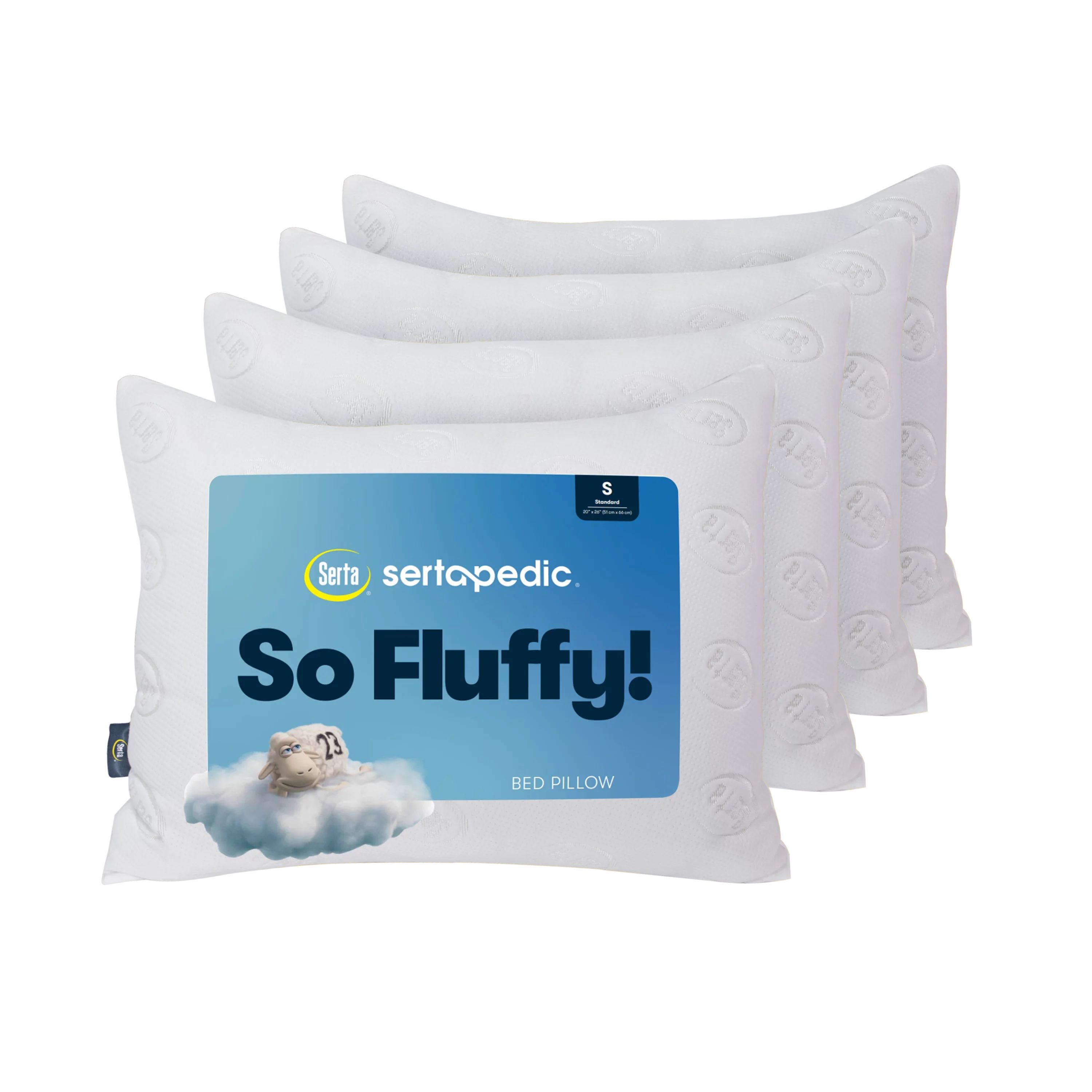 Serta So Fluffy Bed Pillow, Standard, White, Set of 4 | Walmart (US)