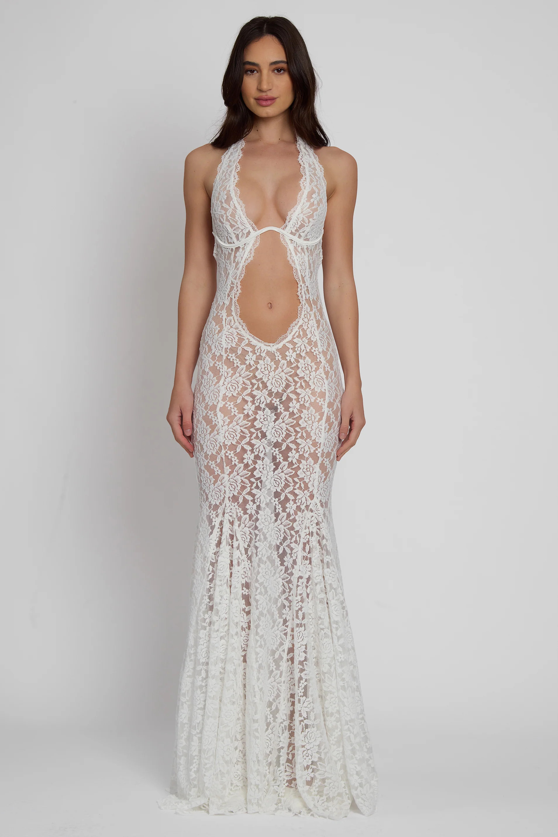 Saltair Lace Bustier Maxi Dress - White | LEAU (US)