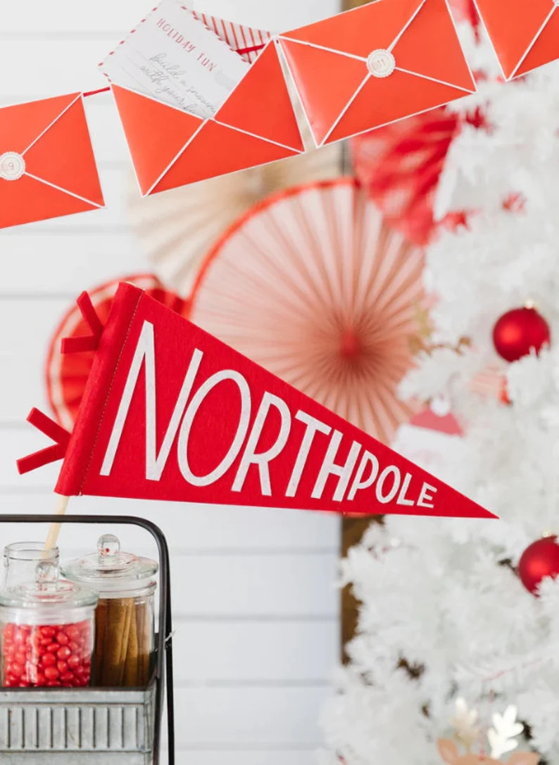 North Pole Pennant Flag Red Felt - Etsy | Etsy (US)