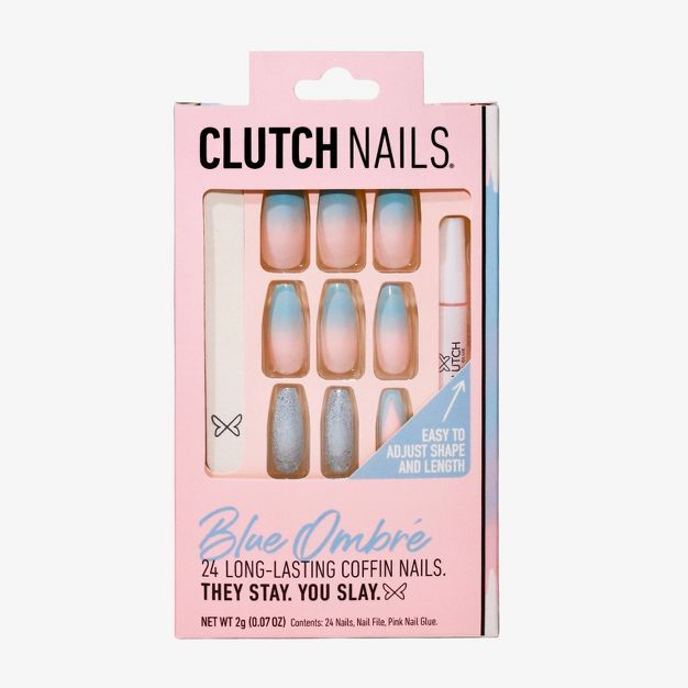 Clutch Nails Press-On Fake Nails - Blue Ombre - 24ct | Target