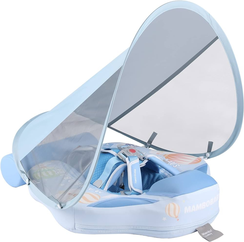 Mambobaby Baby Swim Float with Canopy Non-Inflatable Infant Pool Float with Tail 3-24 Months Avoi... | Amazon (US)