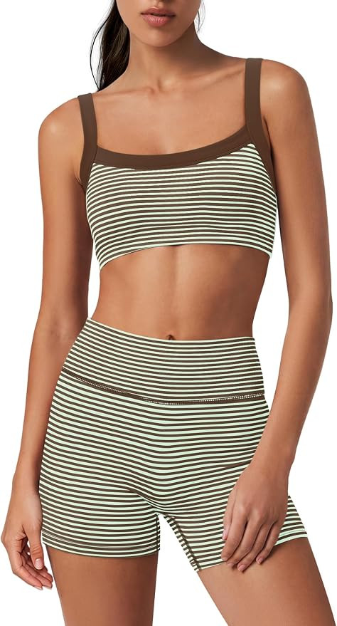 Womens Striped Workout Sets 2 Piece | Amazon (US)