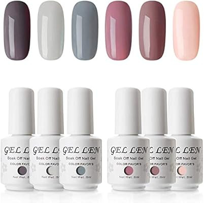 Gellen Gel Nail Polish Set - Nude Grays 6 Colors, Popular Nail Art Colors UV LED Soak Off Nail Ge... | Amazon (US)