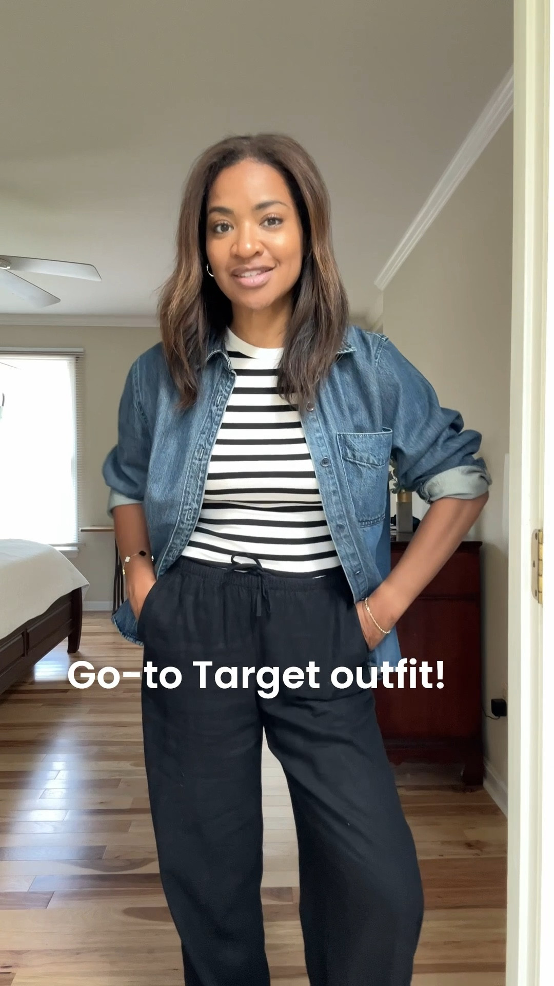 Shell is small, denim button down is medium and pants are a small or size 4

#LTKFindsUnder100 #LTKFindsUnder50 #LTKStyleTip