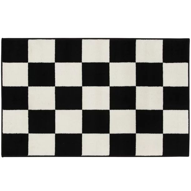 Mainstays 36"x56" Black and White Check Area Rug | Walmart (US)