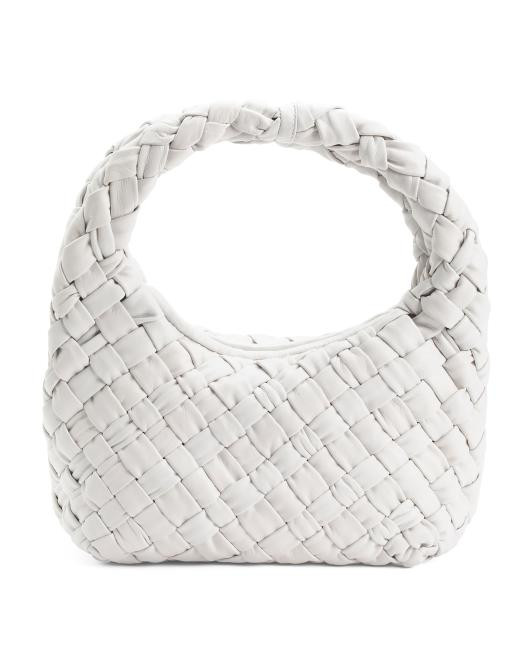 Leather Indie Small Hand Woven Hobo | TJ Maxx