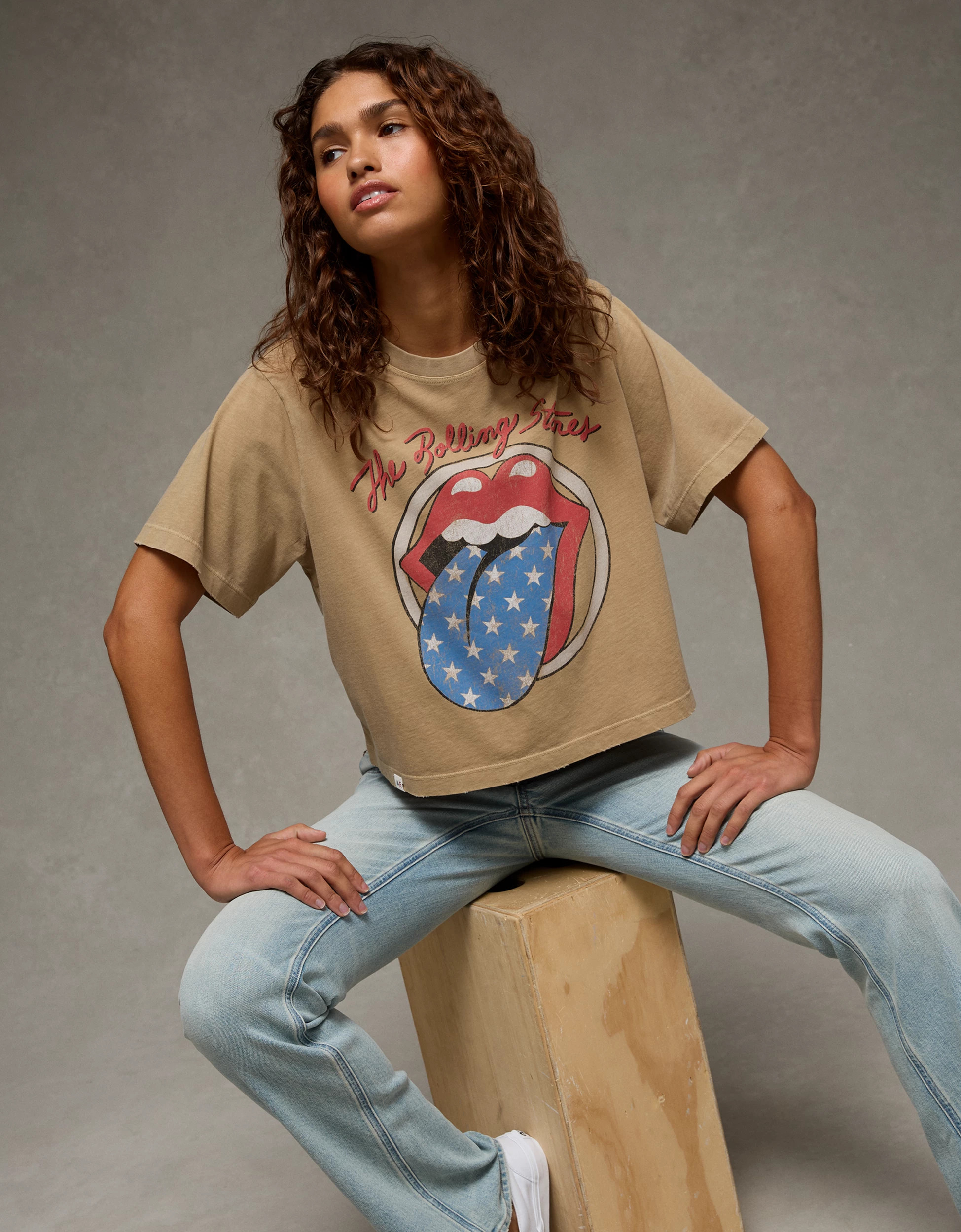 AE Boxy Rolling Stones Graphic T-Shirt | American Eagle Outfitters (US & CA)