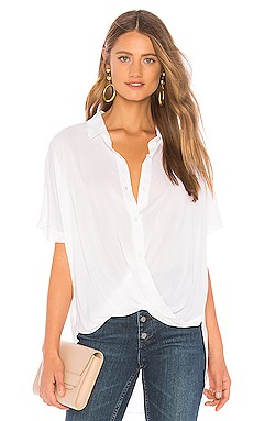 BCBGeneration Wrap Hem Dolman Sleeve Shirt in Optic White from Revolve.com | Revolve Clothing (Global)