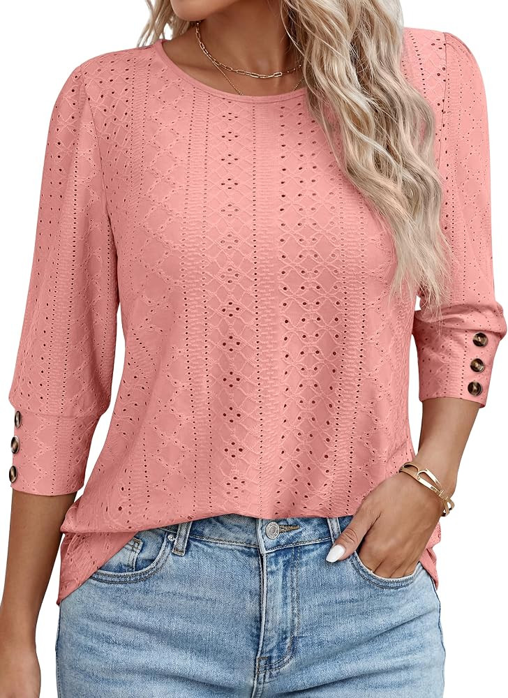 ANRABESS Womens Tops 3/4 Sleeve Fall Business Casual Blouses | Amazon (US)