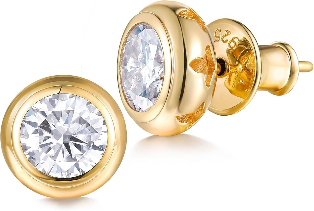 0.6-4CT Moissanite/Sapphire/Ruby/Emerald Sparkle Stud Earrings for Women, Round/Heart/Oval/Pear C... | Amazon (US)