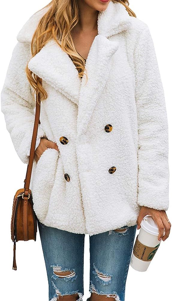 PRETTYGARDEN Women's Fashion Long Sleeve Lapel Zip Up Faux Shearling Shaggy Oversized Coat Jacket... | Amazon (US)