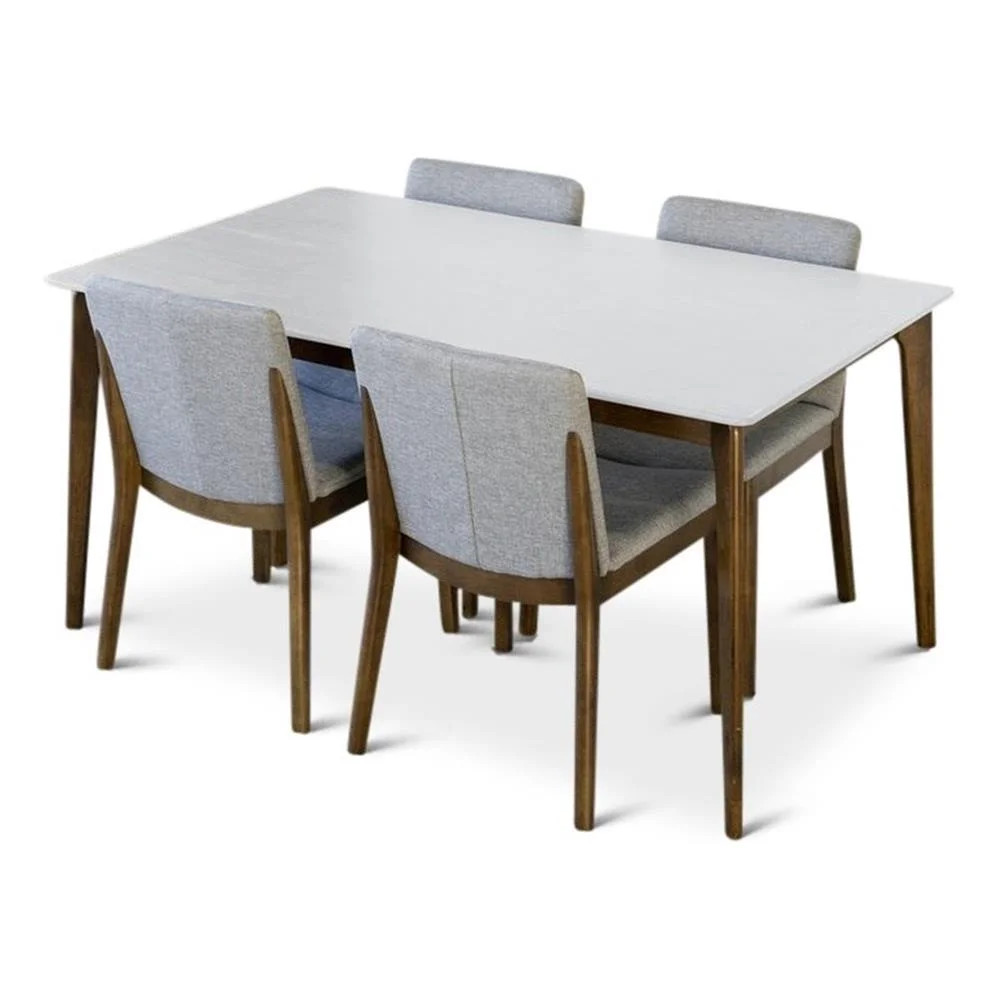 Pemberly Row 5-Piece Modern Dining Set w/ 4 Fabric Dining Chairs in Light Gray | Walmart (US)