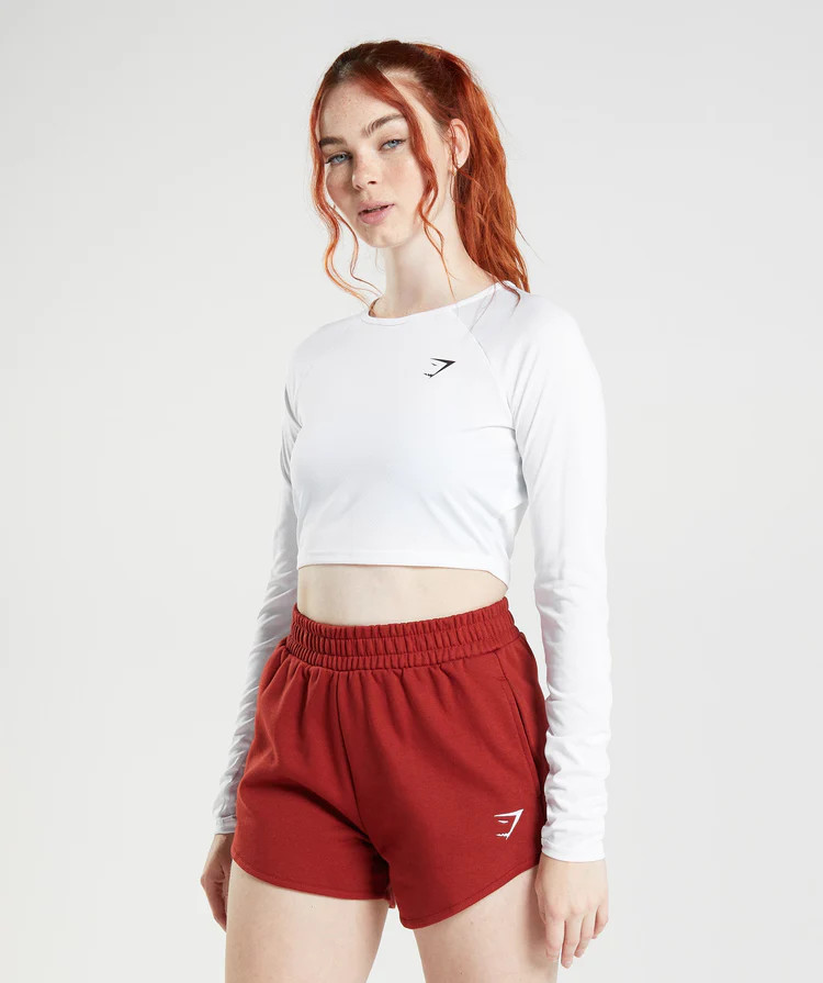 Gymshark Training Long Sleeve Crop Top - White | Gymshark (Global)