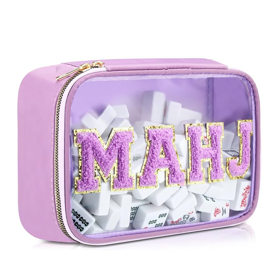 Empty Mahjong Tile Bag American Purple PVC Clear Mahjong Case Size 166 Waterproof Zippered Storag... | Amazon (US)