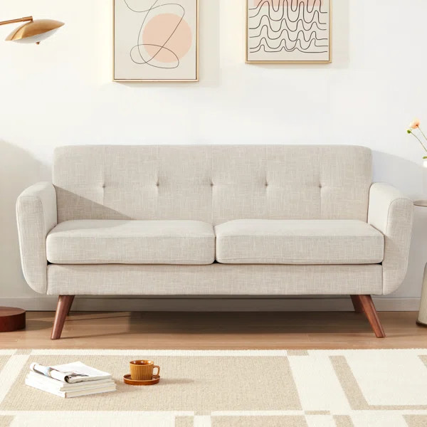 Jadier 67" Upholstered Loveseat Square Arm Linen Velvet Sofa | Wayfair North America