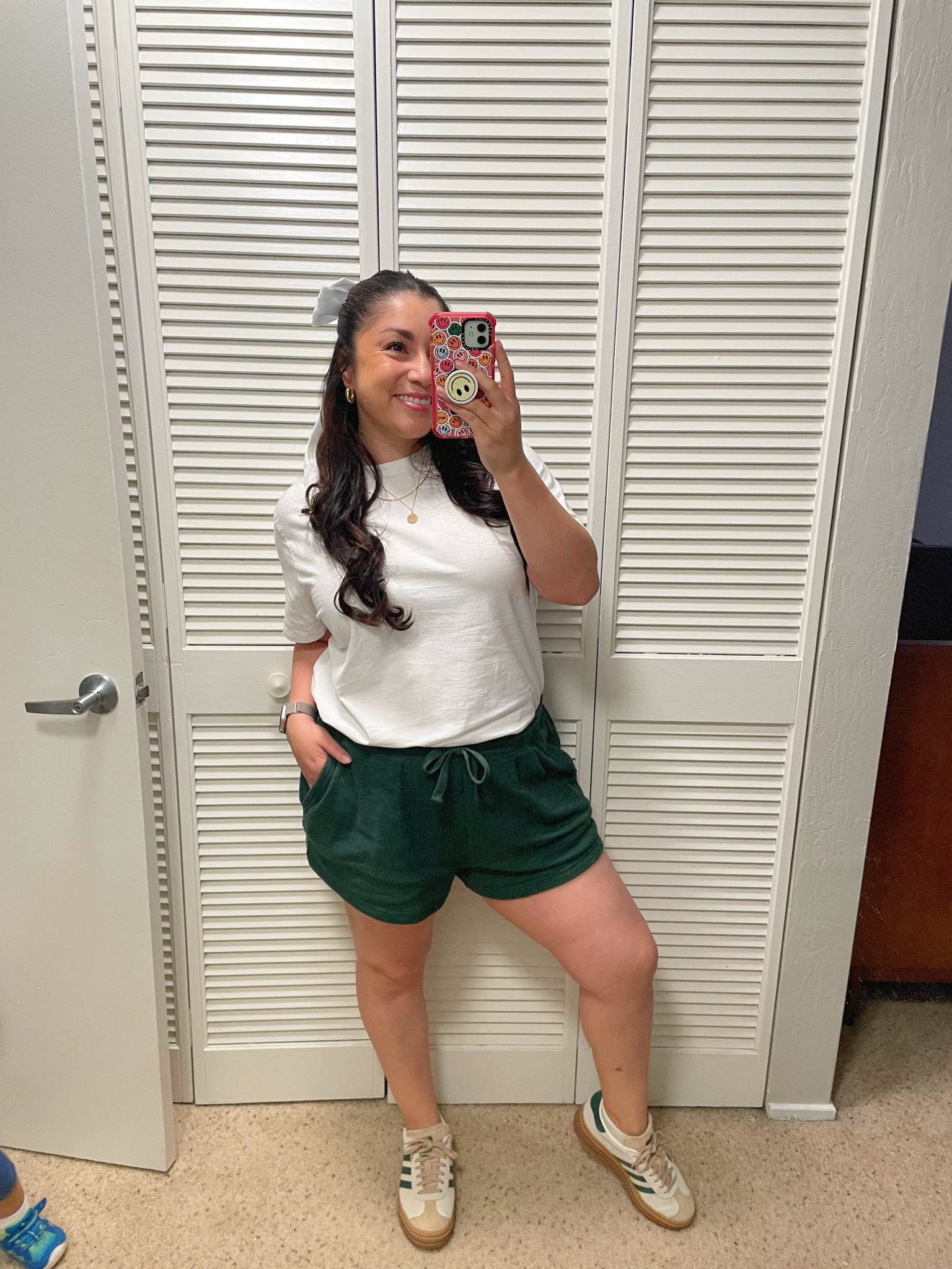 Cute comfy spring/summer outfit. 

A&F T-shirt wearing a Large
A&E shorts wearing size Large
Adidas Gazelle TTS size 6 - my exact shoes are sold out, but added a different color

Could’ve sized down in the shorts to be TTS, but then they would’ve been too short. 

#LTKmidsize #LTKfindsunder50 #LTKSeasonal