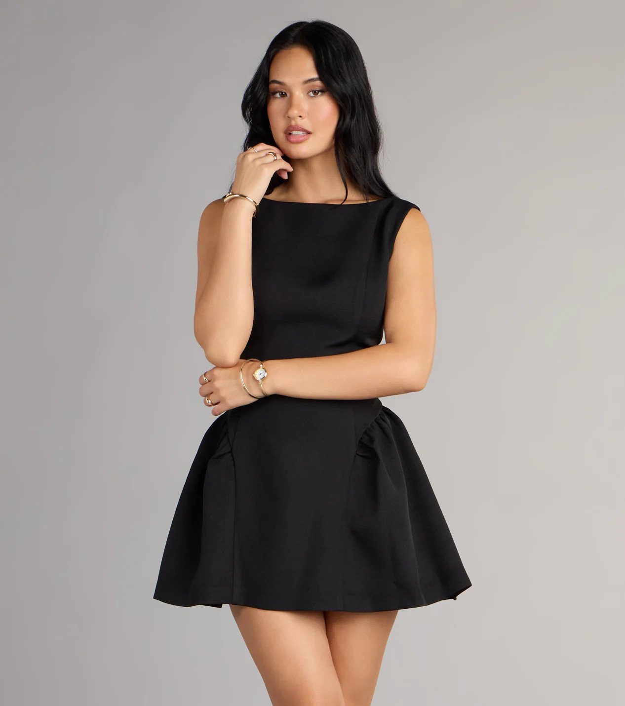 Chic Sensation Low Back Crepe Skater Dress | Windsor Stores