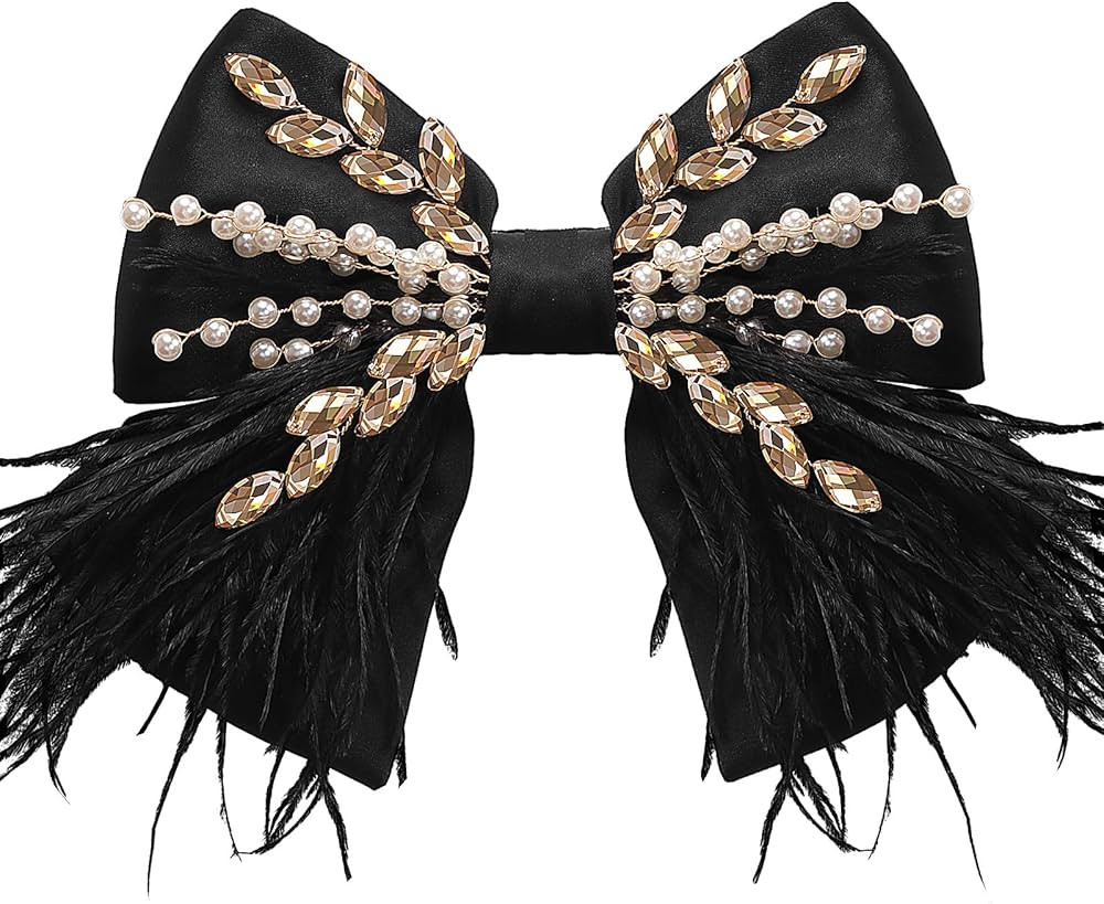CROWN GUIDE Large Hair Bows Clips for Women Girls Silk Satin Hair Barrettes, Feather Coquette Bow... | Amazon (US)