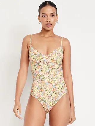 Textured One-Piece Balconette Swimsuit | Old Navy | Old Navy (US)