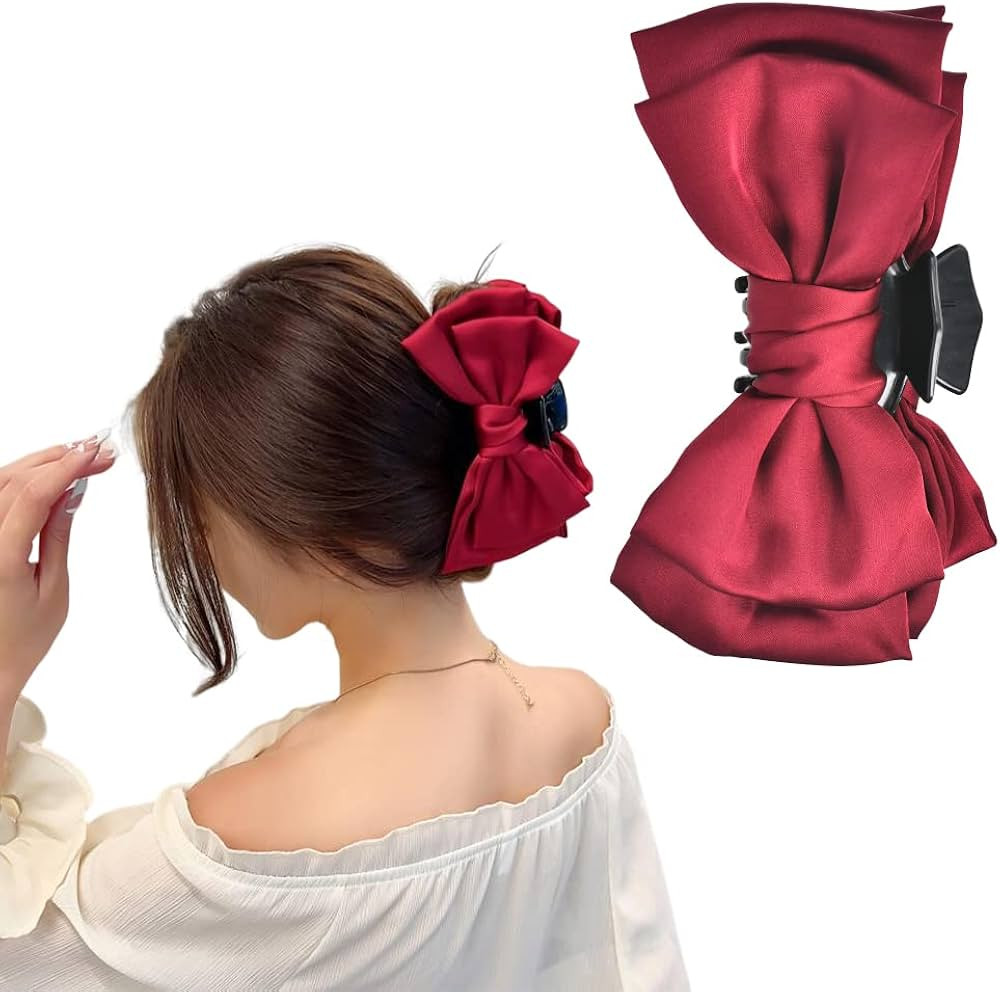 Claw Clips for Women Red Hair Bow Clips Jumbo Claw Clip for Thick Hair Jaw Clips Large Grip Hair ... | Amazon (US)
