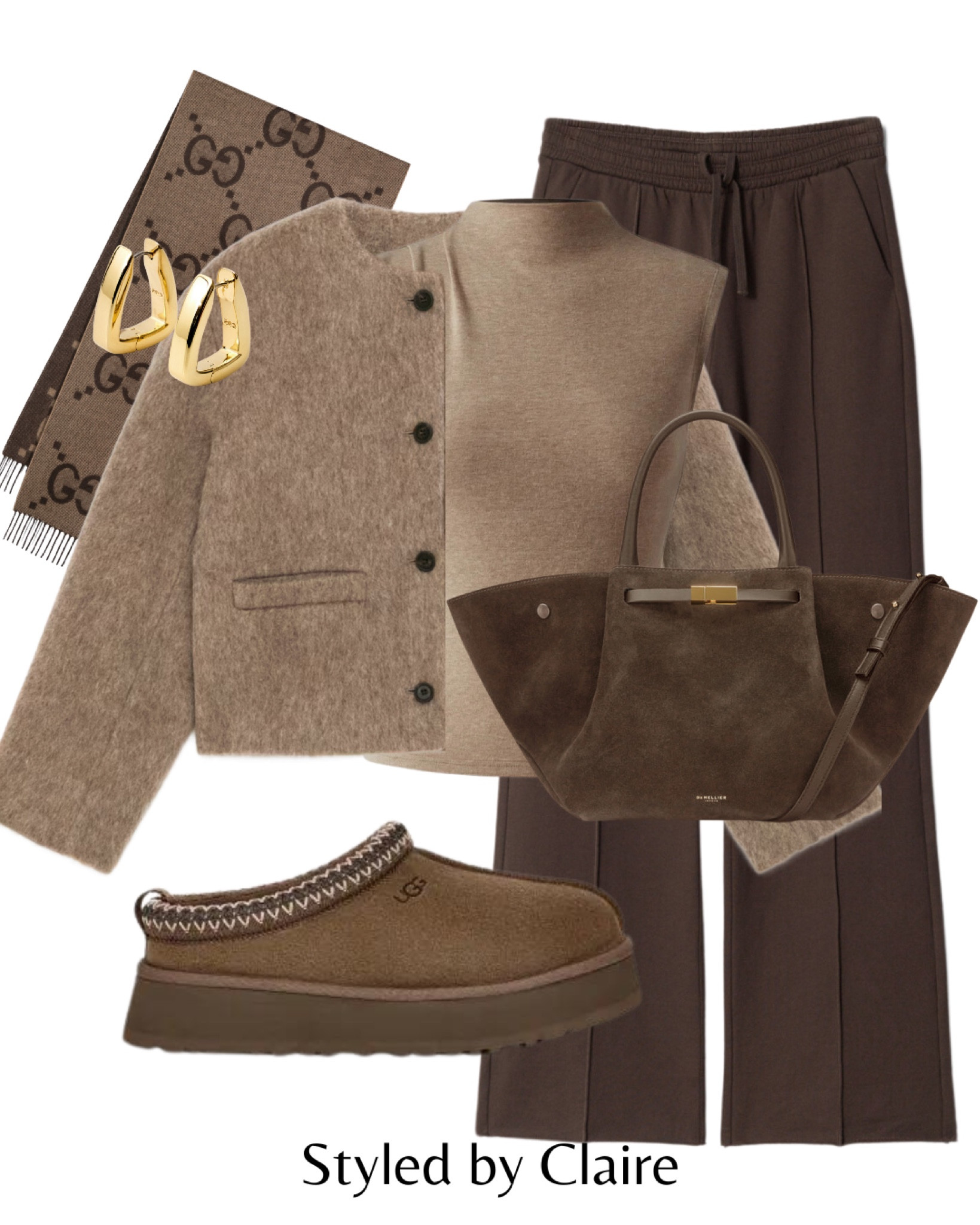 Beige & brown🐻
Tags: brown track pants joggers other stories demellier London suede tote bag ugg tazz hickory boots turtleneck top Gucci scarf arket brushed short jacket. Fashion autumn winter inspo outfit ideas casual street style comfy chic women’s style city break airport outfit#LTKautumn

#LTKstyletip #LTKshoes